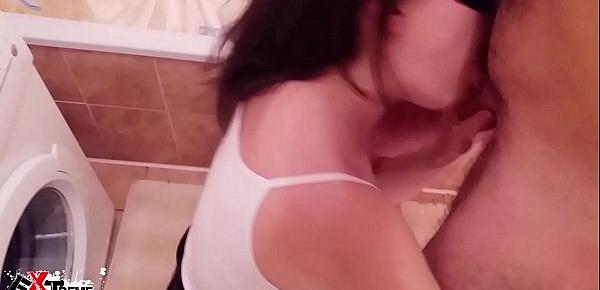 Sexy Babe Deep POV Blowjob in the Bathroom - Cum in Mouth